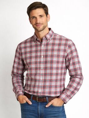 Lyle & Scott Scotland Men’s Red Plaid Button Down Dress Shirt Size XL EUC